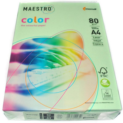 Папір офісний кольоровий Pastell зелений Standard+ А4 80г/м2 клас В 500 аркушів Maestro Папір офісний кольоровий Pastell зелений Standard+ А4 80г/м2 клас В 500 аркушів Maestro