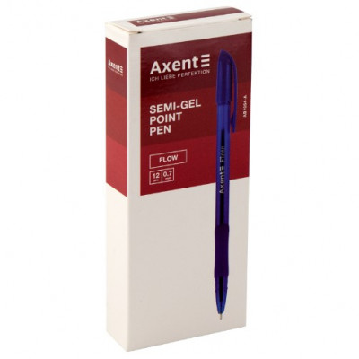 Ручка масляна автоматична Flow синя 0,7 мм з гумовим грипом Axent Ручка масляна автоматична Flow синя 0,7 мм з гумовим грипом Axent