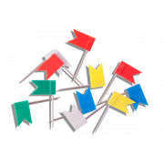 Кнопки-цвяшки BUROMAX кольорові 30 штук прапорці пластикові