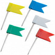 Кнопки-цвяшки BUROMAX кольорові 30 штук прапорці пластикові