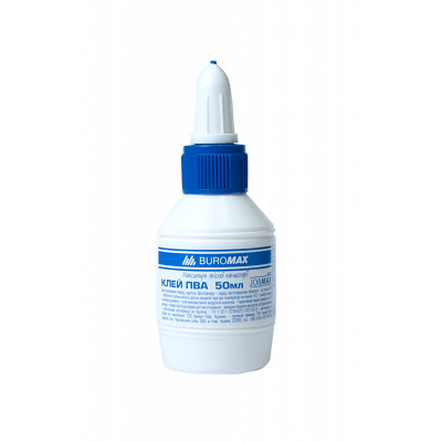 Клей ПВА 50 мл, JOBMAX , ковпачок-дозатор, Buromax (UA) Клей ПВА 50 мл, JOBMAX , ковпачок-дозатор, Buromax (UA)
