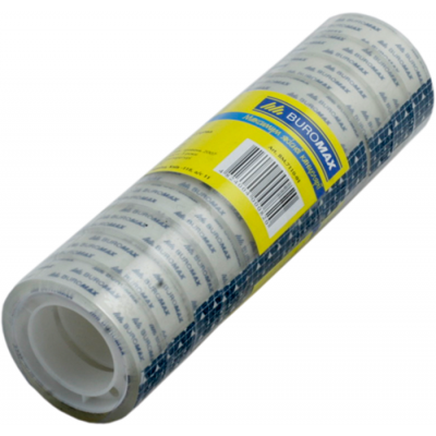 Клейка стрічка канцелярська BUROMAX 12мм х 10м 12 штук прозора Клейка стрічка канцелярська BUROMAX 12мм х 10м 12 штук прозора