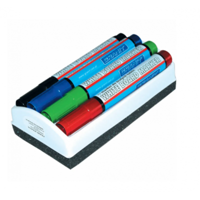 Набор из 4-х маркеров + губка для сухостираемых досок Набор из 4-х маркеров + губка для сухостираемых досок
