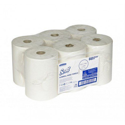 Полотенца бумажные в рулонах Scott SLIMROLL белые 1 слойные 190 м Полотенца бумажные в рулонах Scott SLIMROLL белые 1 слойные 190 м