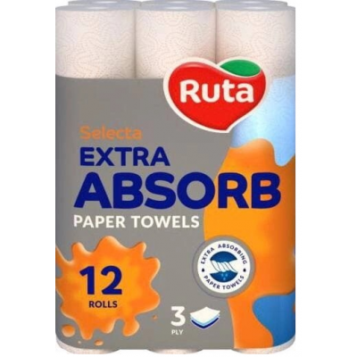 Рушники паперові Ruta Selecta 3 шари 12 рулонів Рушники паперові Ruta Selecta 3 шари 12 рулонів