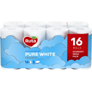 Папір туалетний Ruta Pure White тришаровий білий 16 рулонів