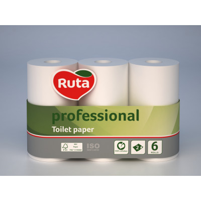 Папір туалетний Ruta Proffessional двошаровий 55м 500 відривів 6 рулонів Папір туалетний Ruta Proffessional двошаровий 55м 500 відривів 6 рулонів