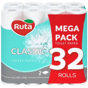 Бумага туалетная Ruta Classic белая двухслойная 32рул 2слоя белая