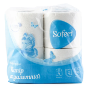 Туалетная бумага двухслойная Sofeet белая 4шт/уп