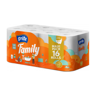 Туалетний папір Grite FAMILY тришарова 16 рулонів Туалетний папір Grite FAMILY тришарова 16 рулонів