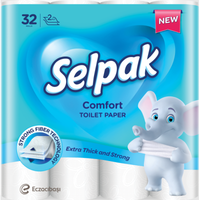 Туалетная бумага целлюлозная Comfort 2-х слой., 32 рул/уп, белая SELPAK Туалетная бумага целлюлозная Comfort 2-х слой., 32 рул/уп, белая SELPAK