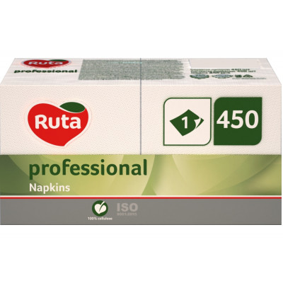 Серветки Ruta Professional білі 1-шарові 24х24 450 л Серветки Ruta Professional білі 1-шарові 24х24 450 л