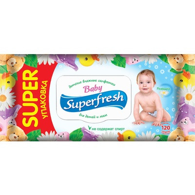 Вологі серветки Superfresh для дітей і мам з клапаном 120 штук Вологі серветки Superfresh для дітей і мам з клапаном 120 штук