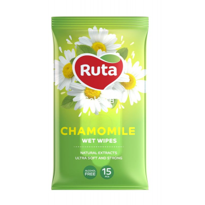 Серветки вологі Ruta Selecta Chamomile 15 шт з екстрактом ромашки Серветки вологі Ruta Selecta Chamomile 15 шт з екстрактом ромашки