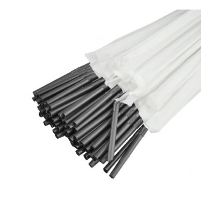 Трубочка Гофра черная 210 мм 200 штук со сгибом в индивидуальной упаковке Трубочка Гофра черная 210 мм 200 штук со сгибом в индивидуальной упаковке