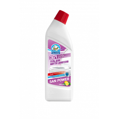 Гель для чищення санвузлів Balu San Power Gel Лимон та м'ята 1л Гель для чищення санвузлів Balu San Power Gel Лимон та м'ята 1л