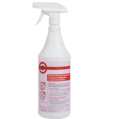 Концентрат для видалення складних забруднень в туалетній кімнаті, з розпилювачем, OPTIMAL-PRO,1л Концентрат для видалення складних забруднень в туалетній кімнаті, з розпилювачем, OPTIMAL-PRO,1л