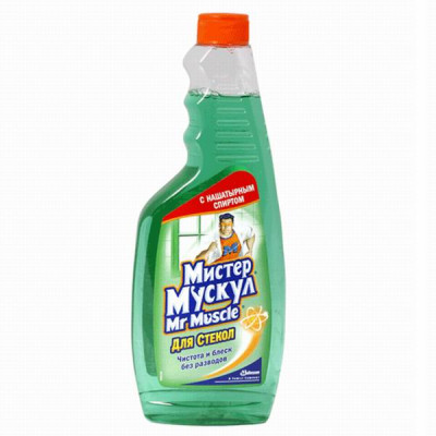 Мистер Мускул для стекла с нашатырным спиртом, сменная бутылка 500 миллилитров Мистер Мускул для стекла с нашатырным спиртом, сменная бутылка 500 миллилитров