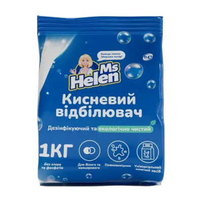 Кисневий відбілювач для білих та кольорових тканин Ms. Helen 1 кг Кисневий відбілювач для білих та кольорових тканин Ms. Helen 1 кг