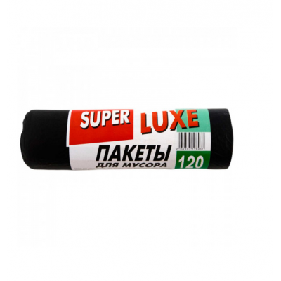 Пакети для сміття Super Luxe 120 літрів 17 мкм 10 штук чорні Пакети для сміття Super Luxe 120 літрів 17 мкм 10 штук чорні