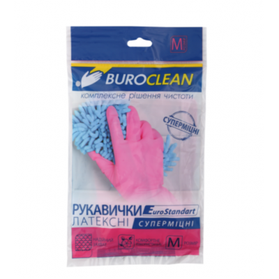 Перчатки резиновые фиолетовые универсальные Buroclean суперпрочные М Перчатки резиновые фиолетовые универсальные Buroclean суперпрочные М