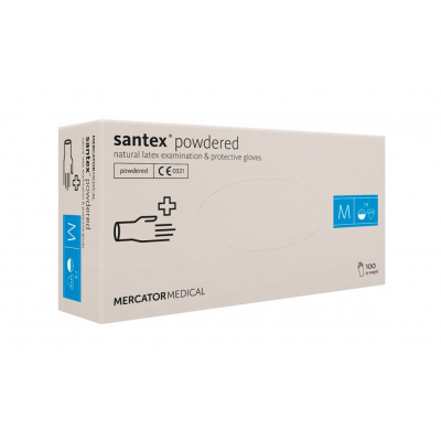 Перчатки SANTEX POWDERED латексные смотровые нестерильные опудренные М 50 пар Перчатки SANTEX POWDERED латексные смотровые нестерильные опудренные М 50 пар