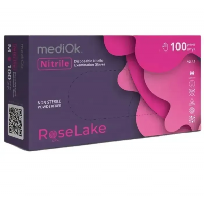 "Рукавички нітрилові Nitrile Rose Lake" M оглядові нестирильні неприпудрен рожеві "Рукавички нітрилові Nitrile Rose Lake" M оглядові нестирильні неприпудрен рожеві