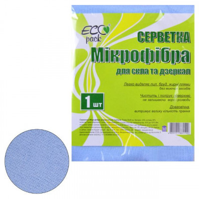 Серветка мікрофібра Ecopack для вікон 30х30 см 1 штука Серветка мікрофібра Ecopack для вікон 30х30 см 1 штука