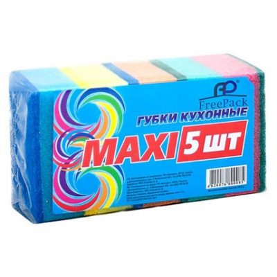 Губки для посуду 5 шт. "Максі" / колір: Мікс Губки для посуду 5 шт. "Максі" / колір: Мікс