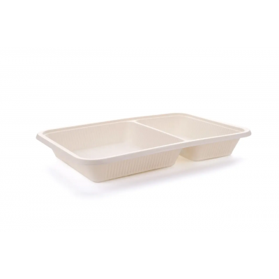 ЕКО Лоток одноразовий двосекційний на основі кукурудзяного крохмалю (200шт/уп) ЕКО Лоток одноразовий двосекційний на основі кукурудзяного крохмалю (200шт/уп)