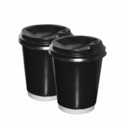 Стаканы бумажные 2-слойные 250 мл черные гладкие 25 штук