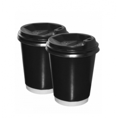 Стаканы бумажные 2-слойные 250 мл черные гладкие 25 штук Стаканы бумажные 2-слойные 250 мл черные гладкие 25 штук