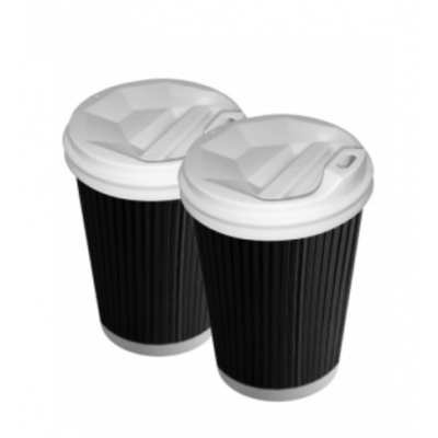 Стакани гофровані 250 мл чорні 25 штук Стакани гофровані 250 мл чорні 25 штук