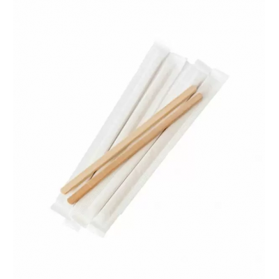 Мішалка дерев'яна до кави в індивідуальній упаковці 14 см 500 штук Мішалка дерев'яна до кави в індивідуальній упаковці 14 см 500 штук