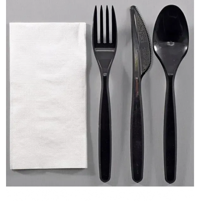 Набір виделка + ніж+ ложка ст + серв. Bittner чорні 100шт Набір виделка + ніж+ ложка ст + серв. Bittner чорні 100шт