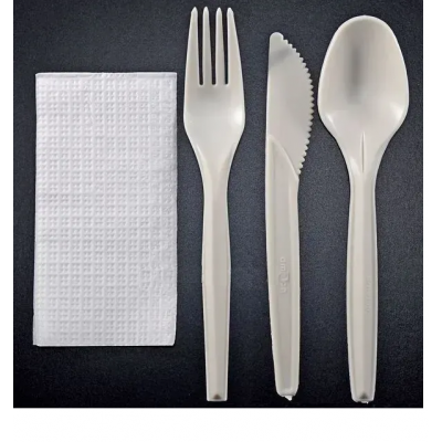 Набір БІО виделка + ніж + ложка ст + серветка в інд.упак100шт Набір БІО виделка + ніж + ложка ст + серветка в інд.упак100шт