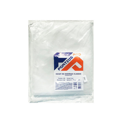 Халат CLASSIC на кнопках Fortius Pro™ L/XL (1 шт/пач) Колір: білий Халат CLASSIC на кнопках Fortius Pro™ L/XL (1 шт/пач) Колір: білий