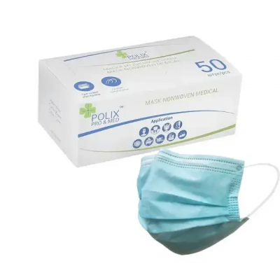 Маска медична в картонній упаковці Polix PRO&MED™ (50 шт/пач) Колір: блакитний Маска медична в картонній упаковці Polix PRO&MED™ (50 шт/пач) Колір: блакитний