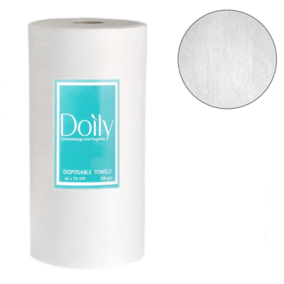 Рушники в рулоні Doily® 50х80 см (100 шт/рул) зі спанлейсу 40 г/м2 Текстура: гладка Рушники в рулоні Doily® 50х80 см (100 шт/рул) зі спанлейсу 40 г/м2 Текстура: гладка