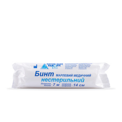 Бинт марлевий медичний нестерильний 7м х 14см (тип 20) 100 шт. Бинт марлевий медичний нестерильний 7м х 14см (тип 20) 100 шт.
