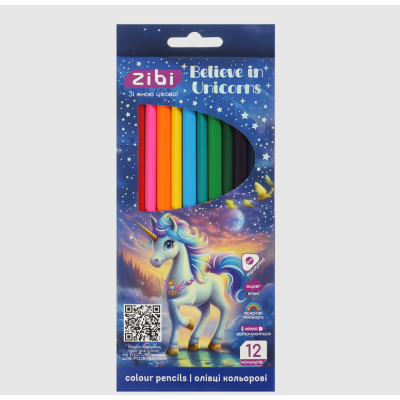 Олівці кольорові UNICORN, тригранний корпус, 12 кольорів Олівці кольорові UNICORN, тригранний корпус, 12 кольорів