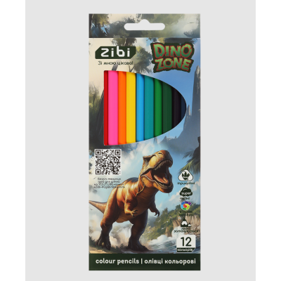 Олівці кольорові DINO, тригранний корпус, 12 кольорів Олівці кольорові DINO, тригранний корпус, 12 кольорів