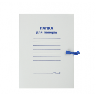 Папка на зав'язках, А4, картон 0,35 мм, клеєний клапан Папка на зав'язках, А4, картон 0,35 мм, клеєний клапан
