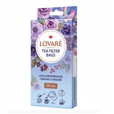 Фільтр-пакети для заварювання чайних сумішей ТМ Lovare 50 штук Фільтр-пакети для заварювання чайних сумішей ТМ Lovare 50 штук